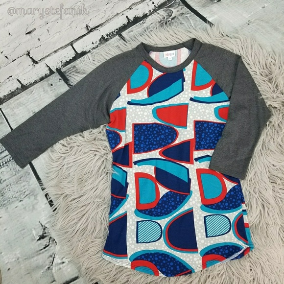 LuLaRoe Tops - LuLaRoe Randy Blue Gray Retro T Shirt Top size M